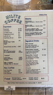 Menu photo 1 Hilite Coffee Jacksonville, FL
