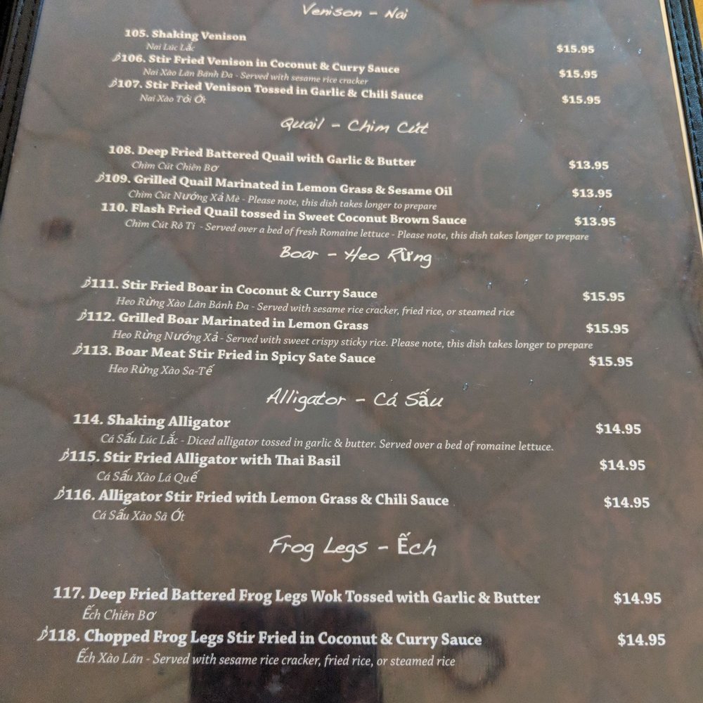 Thanh Phuong Restaurant - Game meat on the menu - Chinese Near Me - Pearland, Texas
