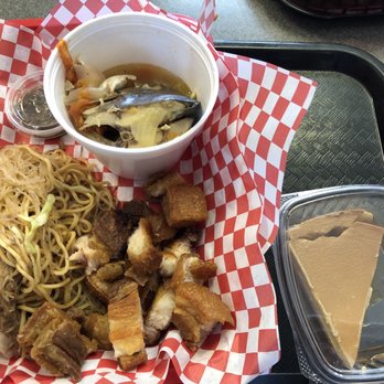 Dakine Grindz Restaurant - Fish soup, pancit bihon, pork kawali, and flan - Filipino Near Me - Sunset, Utah