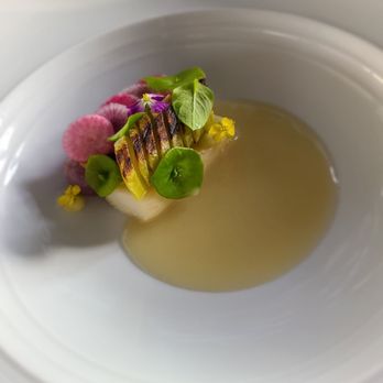Chez TJ - Daikon (vegetarian version of crab dish), with fennel sauce - French Near Me - Mountain View, California Chez TJ - Daikon (vegetarian version of crab dish), with fennel sauce - French Near Me - Mountain View, California