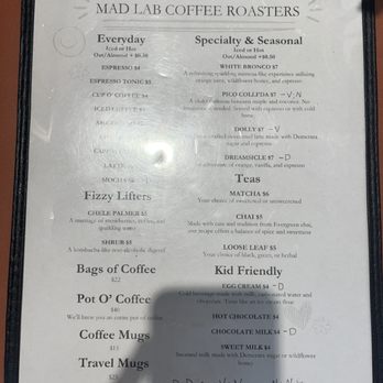 Mad Lab Coffee Roasters - Drinks menu - Coffee & Tea Near Me - Los Angeles, California