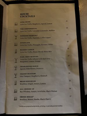 Menu photo 2 Luna Sea Lounge Walnut Creek, CA
