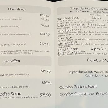 Hao Bao Dumplings - Menu as of 10-2-24 - Noodles Near Me - Sacramento, California Hao Bao Dumplings - Menu as of 10-2-24 - Noodles Near Me - Sacramento, California