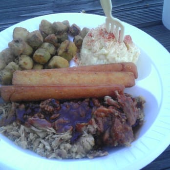 Boss Hog Bbq - Chopped bbq dinner with okra, potato salad and corn bread - Barbeque Near Me - Sherrills Ford, North Carolina