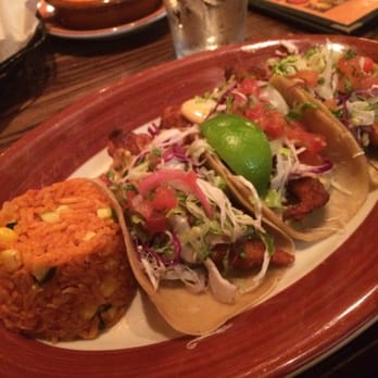 Adobo Grill - Tacos pescado. Fried tilapia with chipotle mayo, cabbage, and radish toppings. Favorite! - Mexican Near Me - Chicago, Illinois