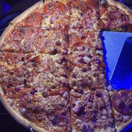 a pizza with a slice missing