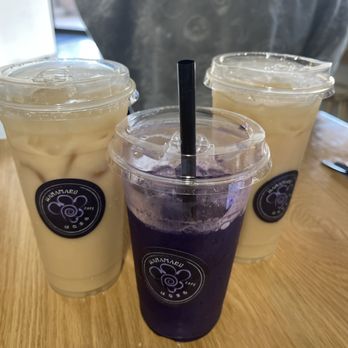 Hanamaru Cafe - Ube Almond Milk Tea and 2 Oolong Milk Tea. - Japanese Near Me - San Antonio, Texas