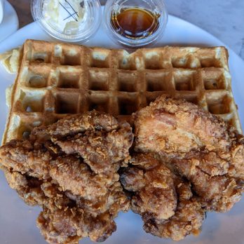 H Cafe - Chicken and waffle. Must try this!!! Juice, nicely breaded, wonderfully flavored chicken. Soooo good. - Breakfast & Brunch Near Me - Los Angeles, California