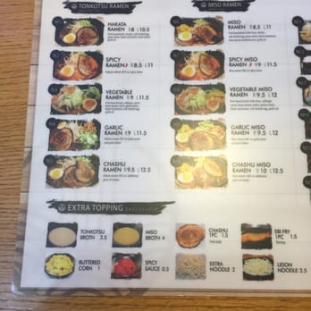 Ramen Hakata - 1/2 of the front of the menu - Ramen Near Me - Addison, Texas Ramen Hakata - 1/2 of the front of the menu - Ramen Near Me - Addison, Texas