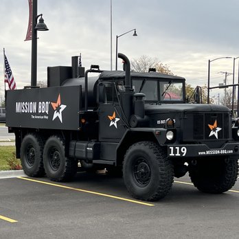 Mission BBQ - a military truck parked in a parking lot - Barbeque Near Me - Rockford, Illinois Mission BBQ - a military truck parked in a parking lot - Barbeque Near Me - Rockford, Illinois