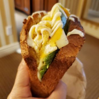 Bread x Butter Cafe - Avocado-Me Brioche loaf, fresh avocado, scramble eggs, cheddar, kewpie mayo. Yummy - Cafes Near Me - Vancouver, British Columbia
