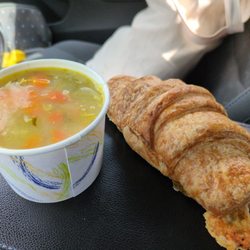 Wellesley Bakery - Ham and cheese croissant and lemon chicken rice soup