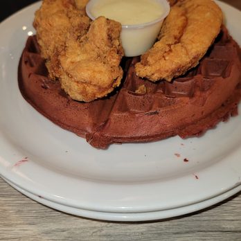 Della J's Delectables - Red velvet waffle and chicken fingers - Southern Near Me - Alexandria, Virginia