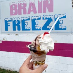 Brain Freeze - You can see how the whipped cream is hanging off the egde of the cup and ice cream.