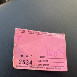 Village Cobbler - My pink payment and pickup slip, I've been carrying this around for 6 months now!
