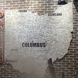 Adriatico's New York Style Pizza - Dining room plaque of O-H-I-O. Go Bucks
