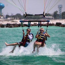 Sun Dogs Parasailing - Double Parasail Ride Dip in Destin, Fl. Get a dip or stay dry, your choice...But the dip is Super Fun!