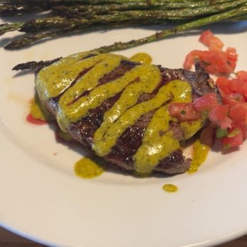 Chili's - Guiltless grill 6oz steak with pesto and asparagus ! - Bars Near Me - Asheboro, North Carolina