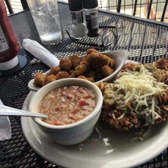 River City Grille - Paul's chicken with Texas beans and fried okra. - American Near Me - Marble Falls, Texas River City Grille - Paul's chicken with Texas beans and fried okra. - American Near Me - Marble Falls, Texas