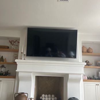 Install Pros - Mounted tv above our fireplace. - TV Mounting Near Me
