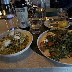 Doppio - Brussels salad and chicken Milanese with arugula.