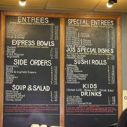 Current menu as of July 2023