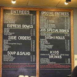 Jo Hibachi - Current menu as of July 2023