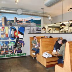 Chop Shop Casual Urban Eatery SoBo - We arrived at Chop Shop South Broadway, ordered our food and sat at a booth in the main dining room.