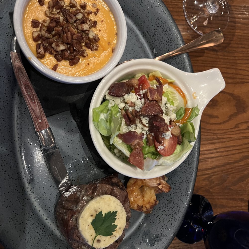 Palette Bar & Grill - Beef tenderloin, wedge salad and mashed sweet potatoes. - Cocktail Bars Near Me - Madison, Wisconsin Palette Bar & Grill - Beef tenderloin, wedge salad and mashed sweet potatoes. - Cocktail Bars Near Me - Madison, Wisconsin