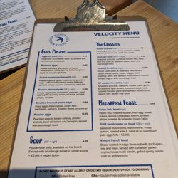 Velocity Cafe & Bicycle Workshop - Menu