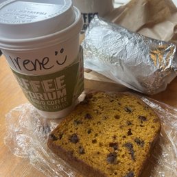 Pumpkin chocolate chip loaf, Hot Chider, Breakfast Burrito Pumpkin chocolate chip loaf, Hot Chider, Breakfast Burrito