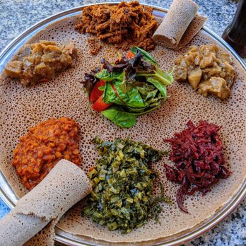 Petit Valentien - Double eggplant, sundried injera, red lentils, chard, and beets - French Near Me - Santa Barbara, California Petit Valentien - Double eggplant, sundried injera, red lentils, chard, and beets - French Near Me - Santa Barbara, California