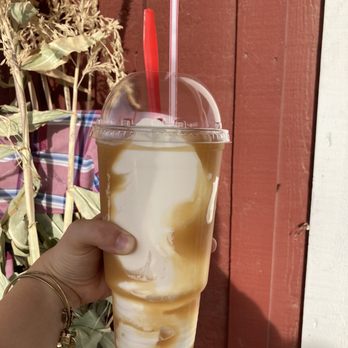 Rowley's Red Barn - Large apple cider slushy with Carmel and vanilla twist for about $4. - Ice Cream & Frozen Yogurt Near Me - Santaquin, Utah Rowley's Red Barn - Large apple cider slushy with Carmel and vanilla twist for about $4. - Ice Cream & Frozen Yogurt Near Me - Santaquin, Utah
