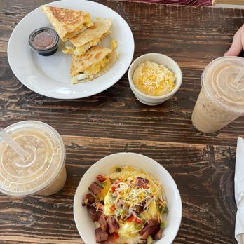 Heritage House Coffee & Tea - egg scramble, breakfast quesadilla, cold brew, and cheese grits - Breakfast & Brunch Near Me - Tuscaloosa, Alabama Heritage House Coffee & Tea - egg scramble, breakfast quesadilla, cold brew, and cheese grits - Breakfast & Brunch Near Me - Tuscaloosa, Alabama