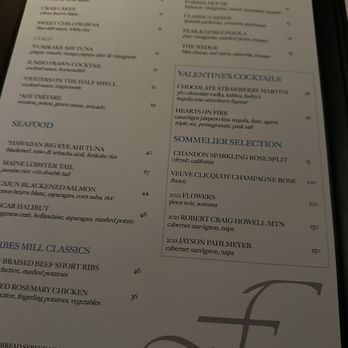 Forbes Mill Steakhouse - Menu as of 2/14/25 - Steakhouses Near Me - Danville, California