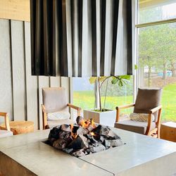 The Spa At Salishan - hearth room while we wait for massages