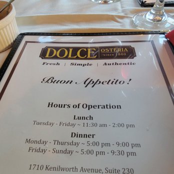 Dolce Osteria - Menu Cover - Italian Near Me - Charlotte, North Carolina