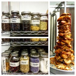 Shawarmageddon - Chicken shawarma and secret ingredients for their special"teas" Crimson Death with Sichuan peppercorns & Swamp Thing with Green Cardamom.