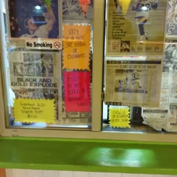 They've had these newspaper clippings of the Saints Super Bowl win up on the window for years.