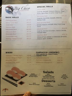 Menu photo 1 Big Chico Chico, CA