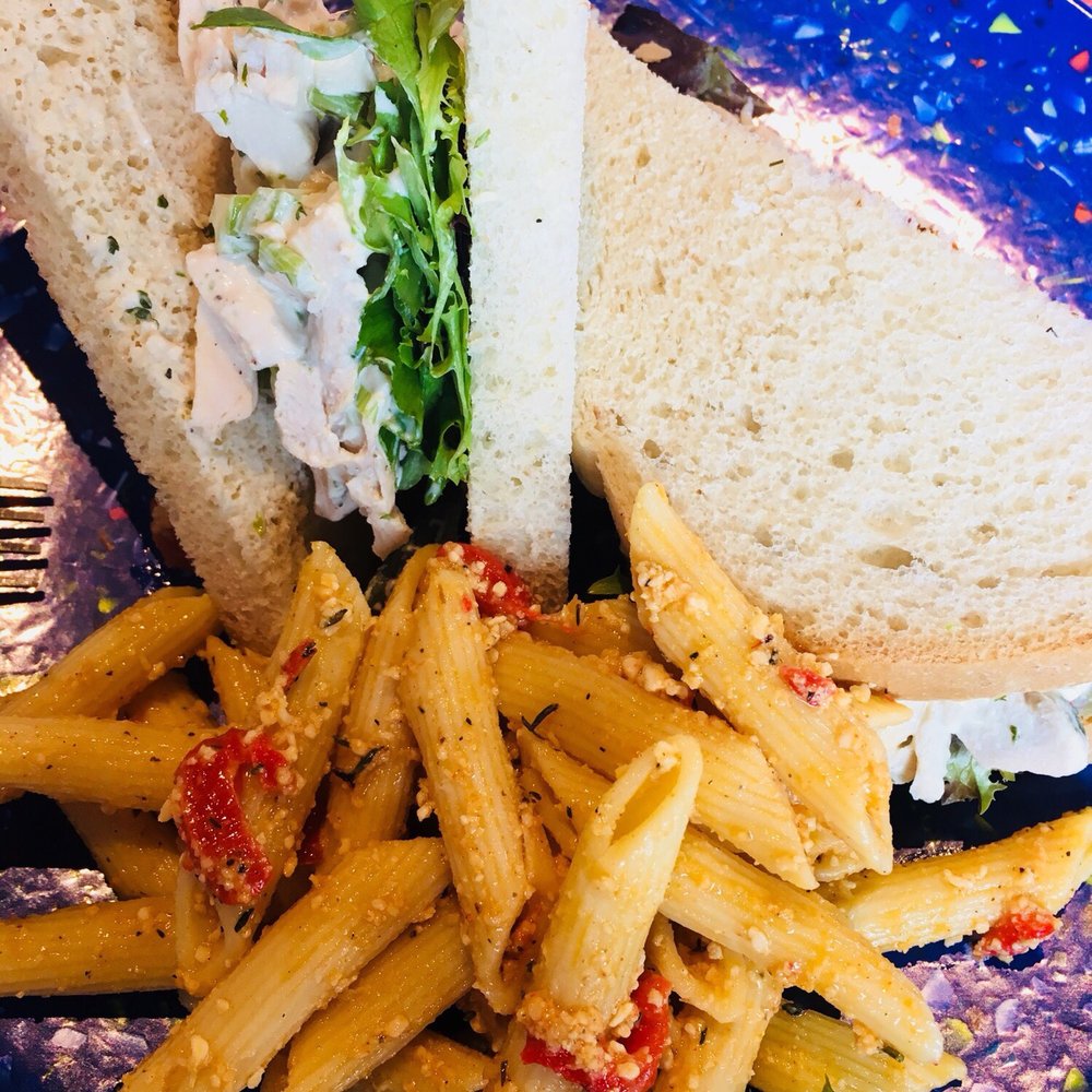 Nosh - Chicken salad sandwich and pasta salad - Burgers Near Me - Durham, North Carolina Nosh - Chicken salad sandwich and pasta salad - Burgers Near Me - Durham, North Carolina