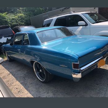 Performance Plus - Light Blue 1967 Chevy CHEVELLE getting a new exhaust put in - Auto Repair Near Me - Tuckahoe, New York Performance Plus - Light Blue 1967 Chevy CHEVELLE getting a new exhaust put in - Auto Repair Near Me - Tuckahoe, New York
