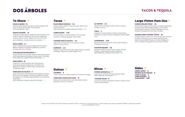 Menu photo 3 Dos Arboles Frankfort, MI Menu photo 3 Dos Arboles Frankfort, MI