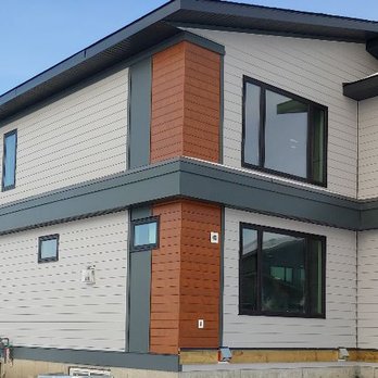 AB Siding - Another project completed by AB Siding, Pearl Grey siding & trim, Iron Grey panel & Trim & longboard siding - General Contractors Near Me - Edmonton, Alberta AB Siding - Another project completed by AB Siding, Pearl Grey siding & trim, Iron Grey panel & Trim & longboard siding - General Contractors Near Me - Edmonton, Alberta