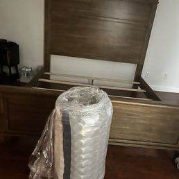 King bed no box spring queen mattress been here over a week! King bed no box spring queen mattress been here over a week!