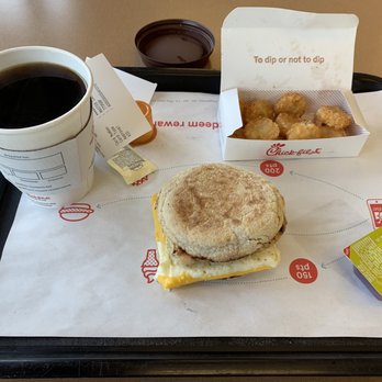Chick-fil-A - Egg White Chicken Sandwich and hash browns - Fast Food Near Me - Irving, Texas