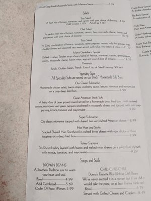 Menu photo 7 Castle Rock Restaurant Jesse, WV