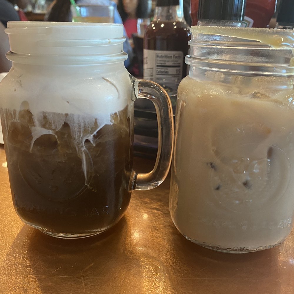 Another Broken Egg Cafe - Left: Spiked Vanilla Cold Brew Right: Spiked Salted Caramel Cold Brew - Breakfast & Brunch Near Me - Delray Beach, Florida Another Broken Egg Cafe - Left: Spiked Vanilla Cold Brew Right: Spiked Salted Caramel Cold Brew - Breakfast & Brunch Near Me - Delray Beach, Florida