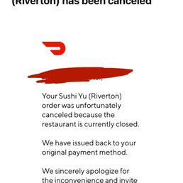 Canceled door dash order Canceled door dash order