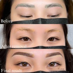 Kamie Beauty Studio & Academy - From old green-toned microblading to soft, balanced ombré brows.
After carefully correcting the previous brows, we reshaped and refreshed